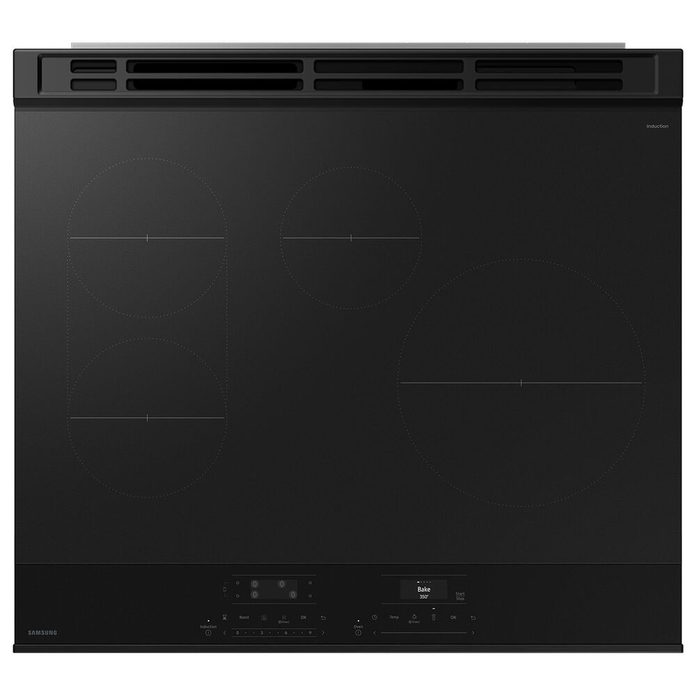 Samsung Bespoke 2-Piece Kitchen Package with 6.3 Cu. Ft. Slide-In Induction Range and 2.1 Cu. Ft. Fingerprint Resistant Over-the-Range Microwave in Stainless Steel, , large