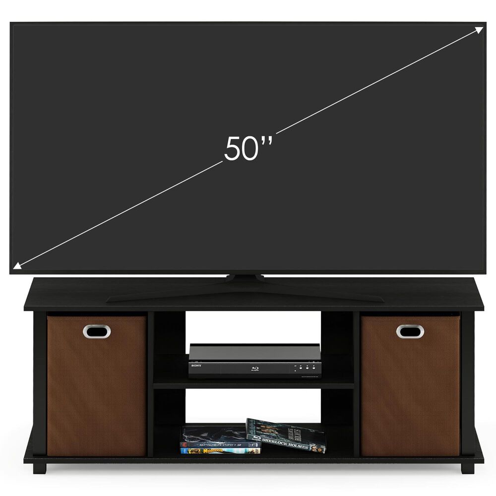 HOMLUX 41.7" Entertainment Center TV Stand with Storage Bins in Americano and Black, , large