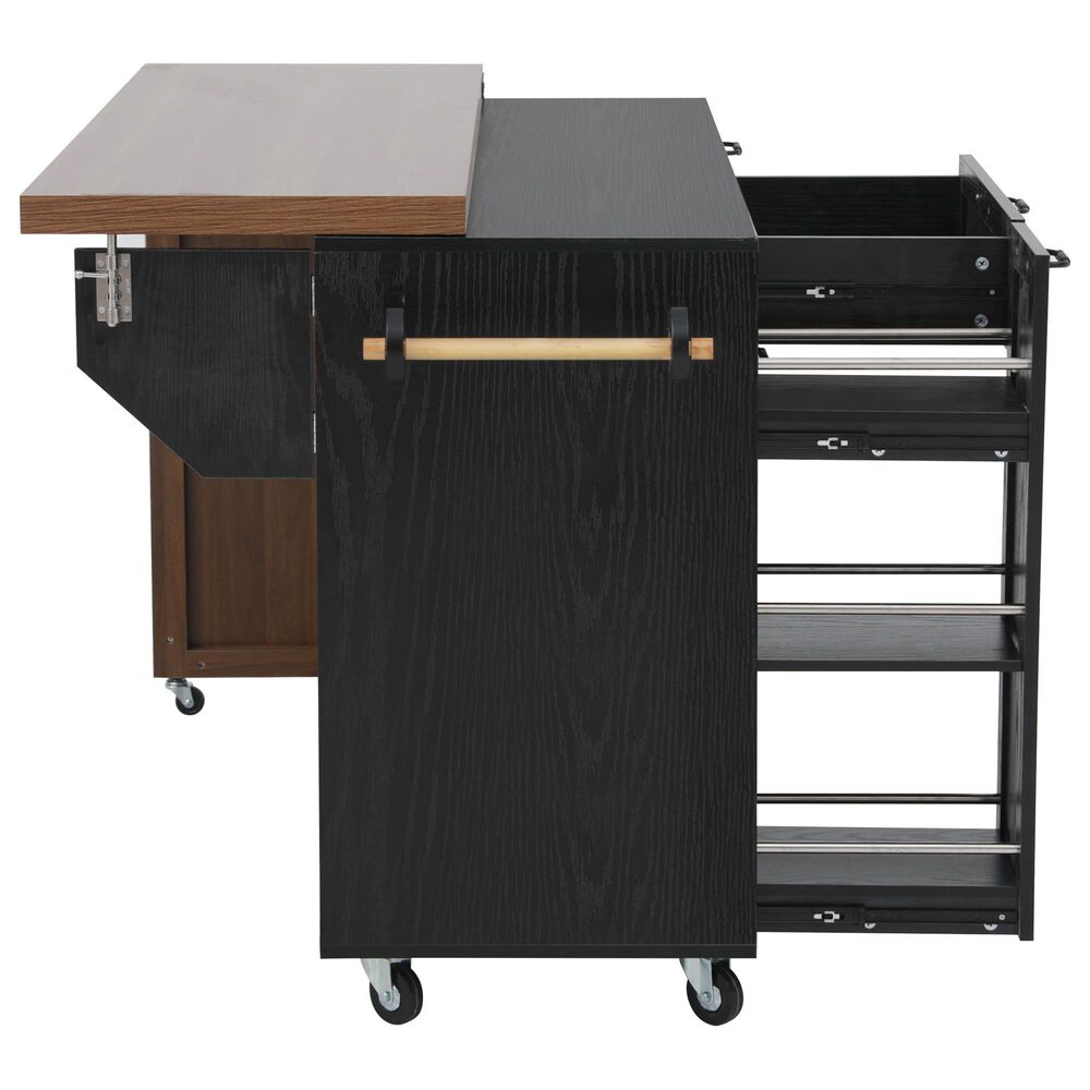 HOMLUX 102" Kitchen Island with Extendable Dining Table in Black, , large