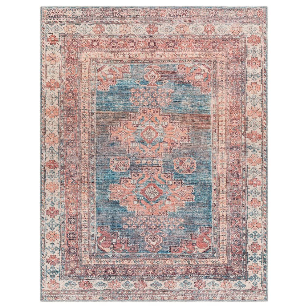 Surya Colin 7"10" x 10"2" Blue, Dusty Coral, Brick Red, Dark Brown and Cream Area Rug, , large