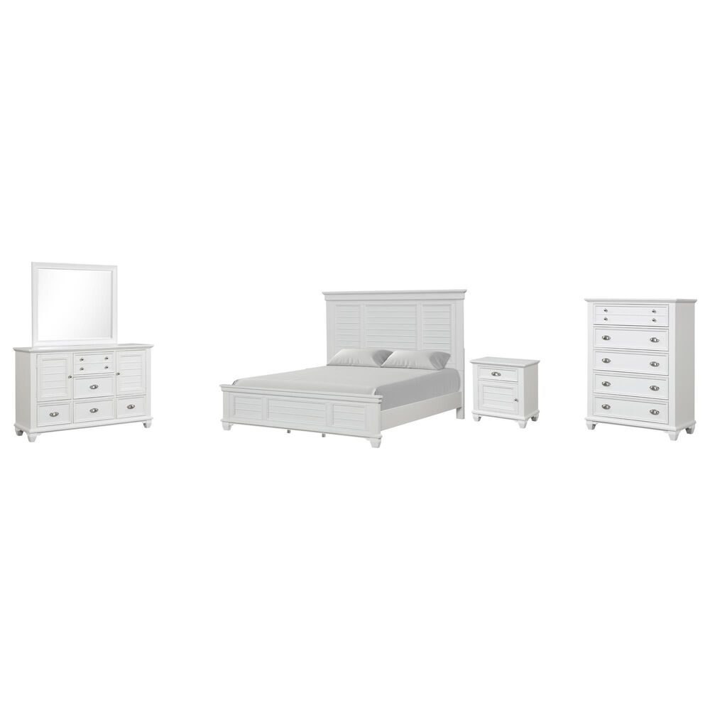 New Heritage Jamestown 5-Piece King Bedroom Set in White Brushed, , large