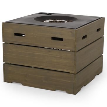 Noble House Rodeo 40000 BTU Square Firepit in Gray and Dark Gray, , large