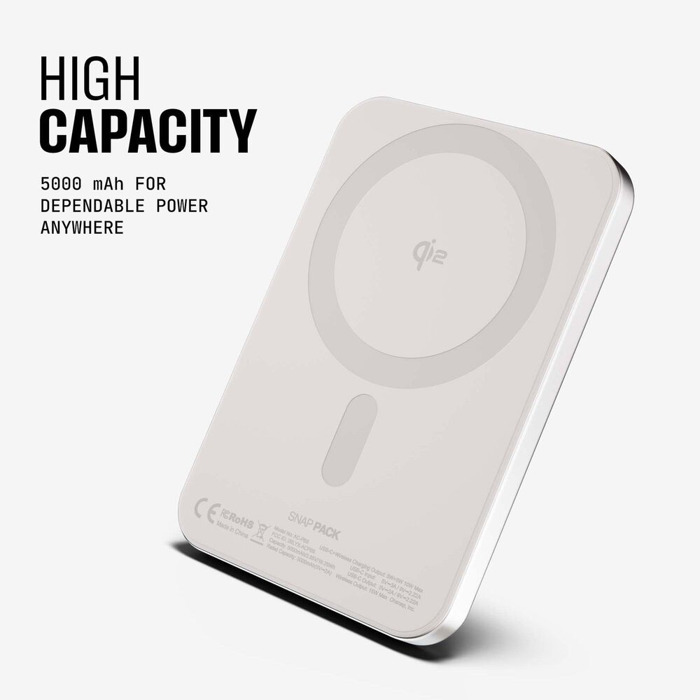 ohsnap! Snap Pack Dual-MagSafe Qi2 Power Bank in Silver Fox, , large