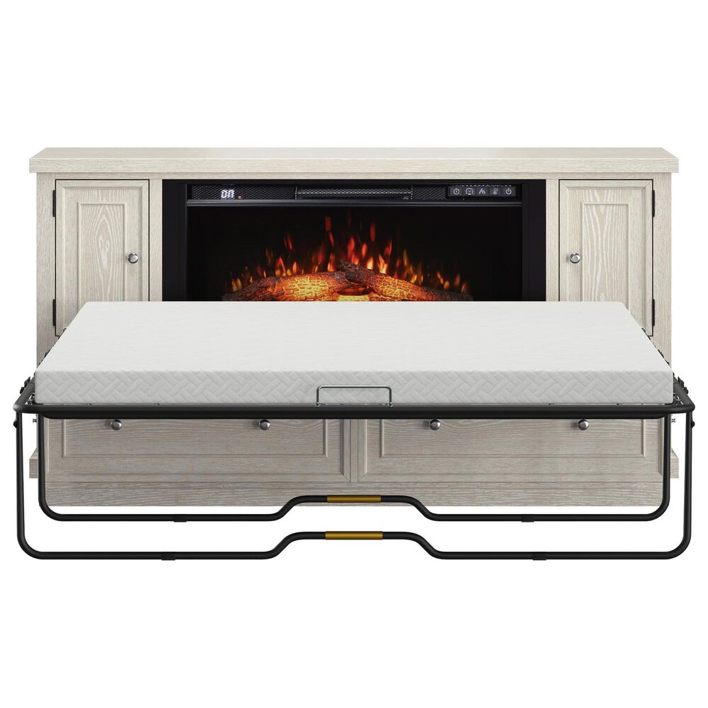 Richlands Furniture Soren Fireplace Dream Console with Queen Convertible Bed in Whitewash, , large