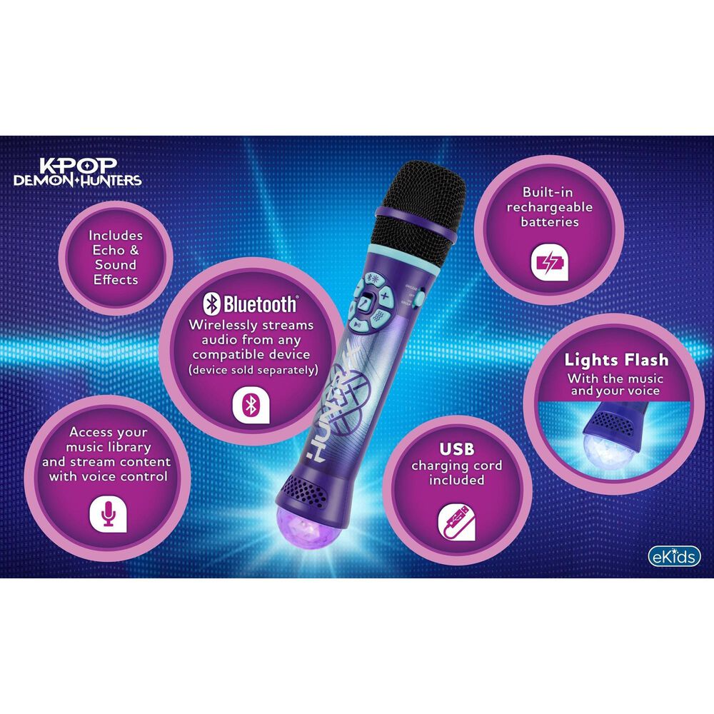 KIDdesigns K-Pop Demon Hunters Bluetooth Karaoke Microphone for Kids, , large