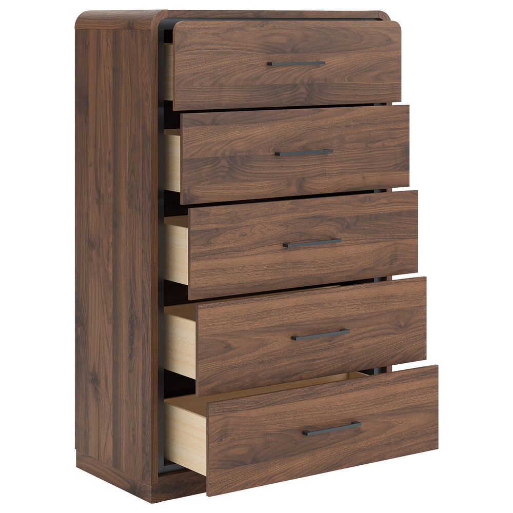 Ashley Fortlorn 5-Drawer Chest in Walnut Brown, , large