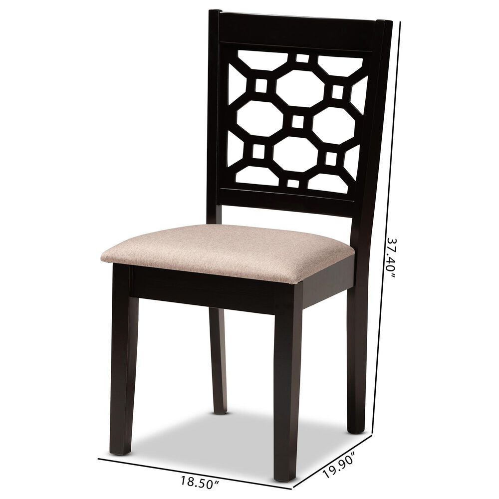Baxton Studio Peter Side Chair with Sand Cushion in Dark Brown (Set of 4), , large