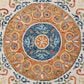 L&R Resources Sinuous Leon Medallion 6" Round Orange, Cream, Blue and Green Area Rug, , large