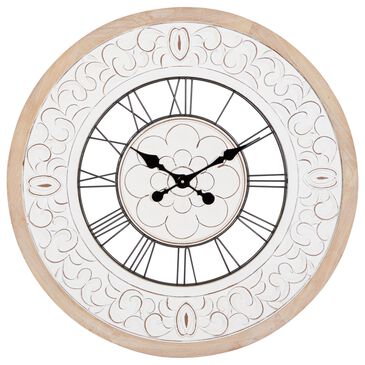Maple and Jade 32" Wall Clock in Light Brown and White, , large