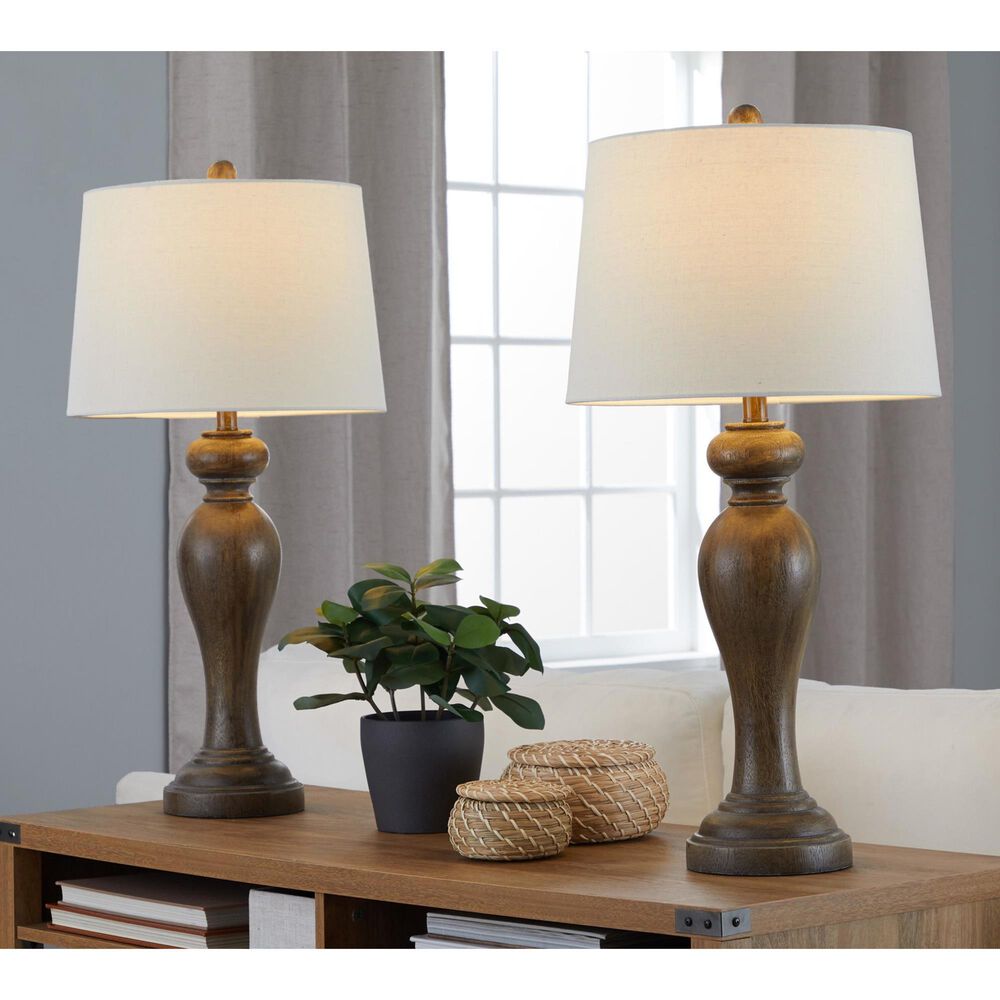 LumiSource Peppa Polyresin Table Lamp in Opal Grey (Set of 2), , large