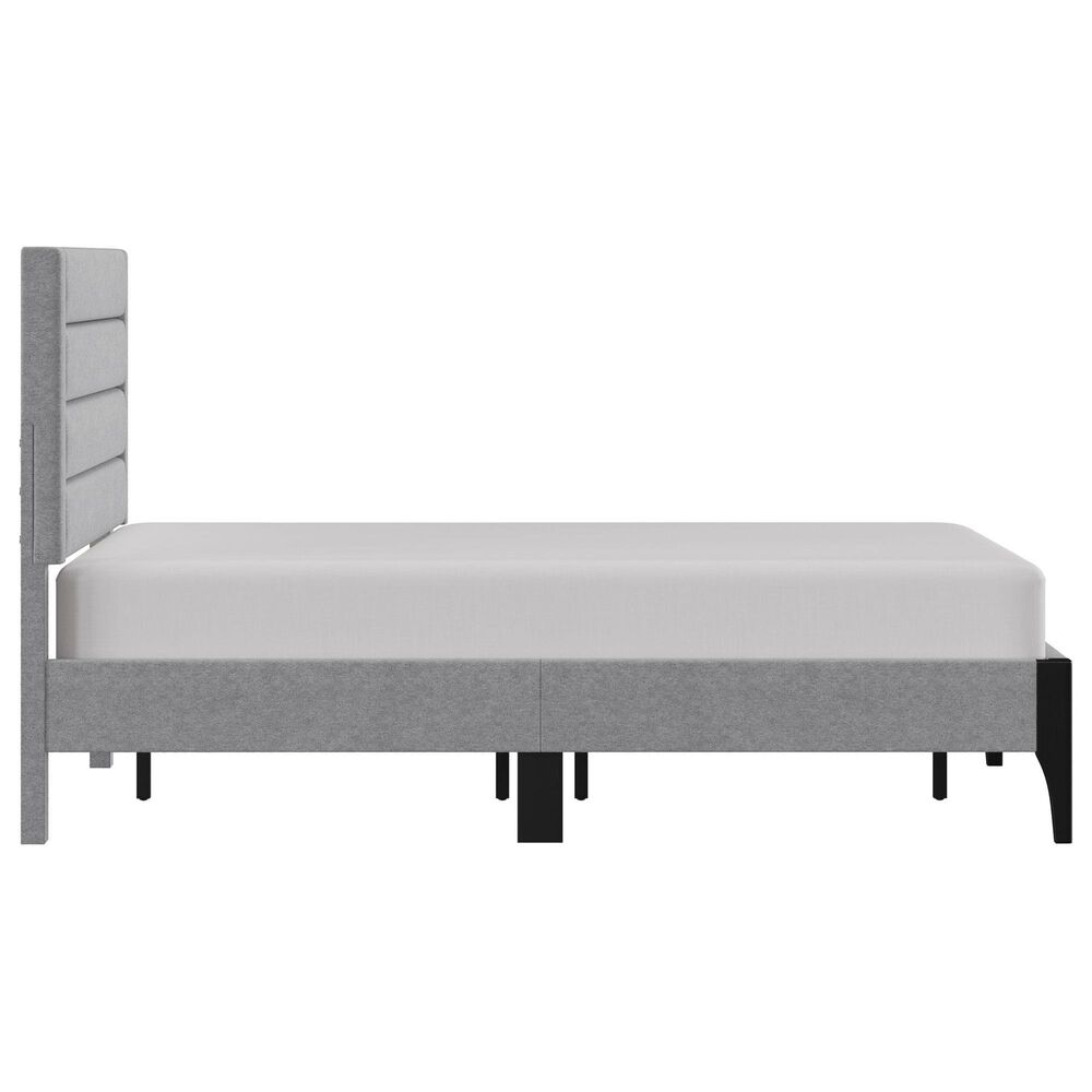 Richlands Furniture Maryhill Queen Platform Bed with Light Gray Upholstery in Black, , large