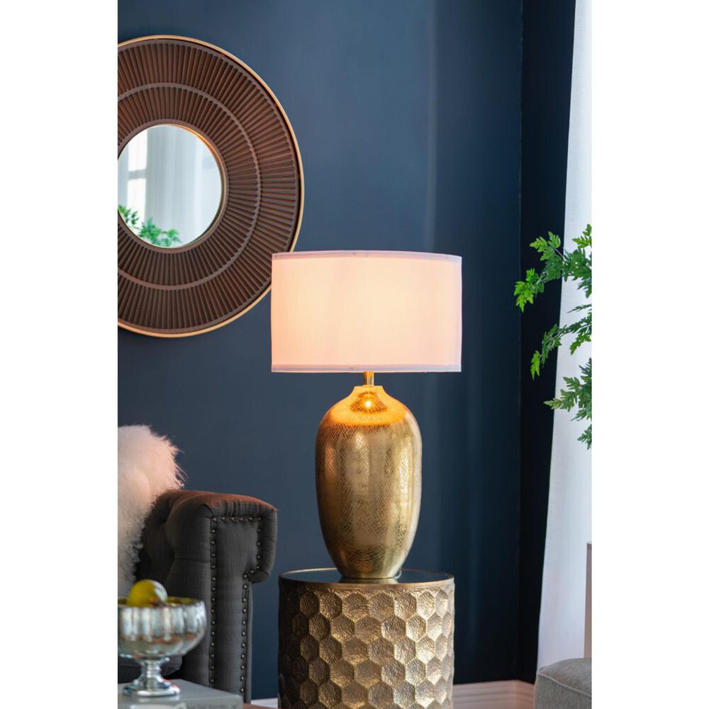 A&amp;B Home Anita Table Lamp with Collapsible Shade in Gold, , large