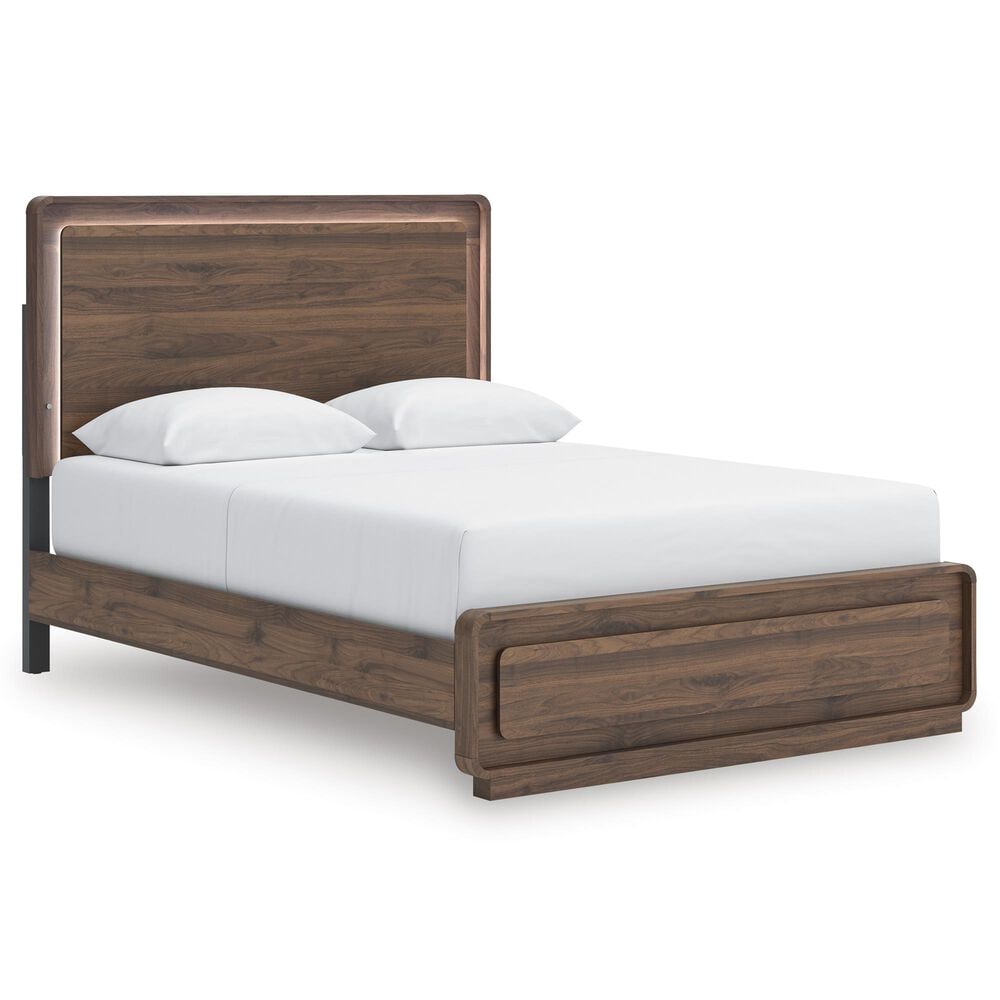 Ashley Fortlorn Queen Bed with Two Nightstands in Walnut Brown, , large