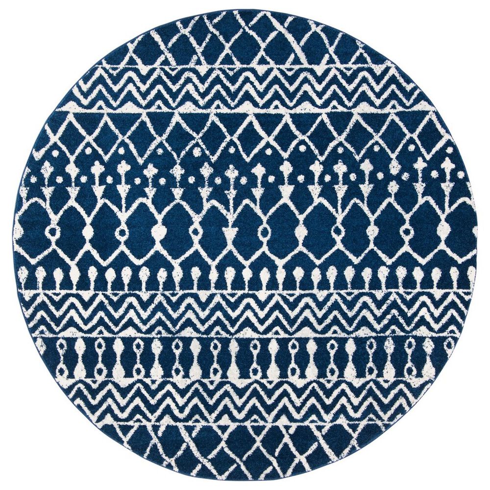 Safavieh Tulum TUL270 6"7" Round Navy and Ivory Area Rug, , large