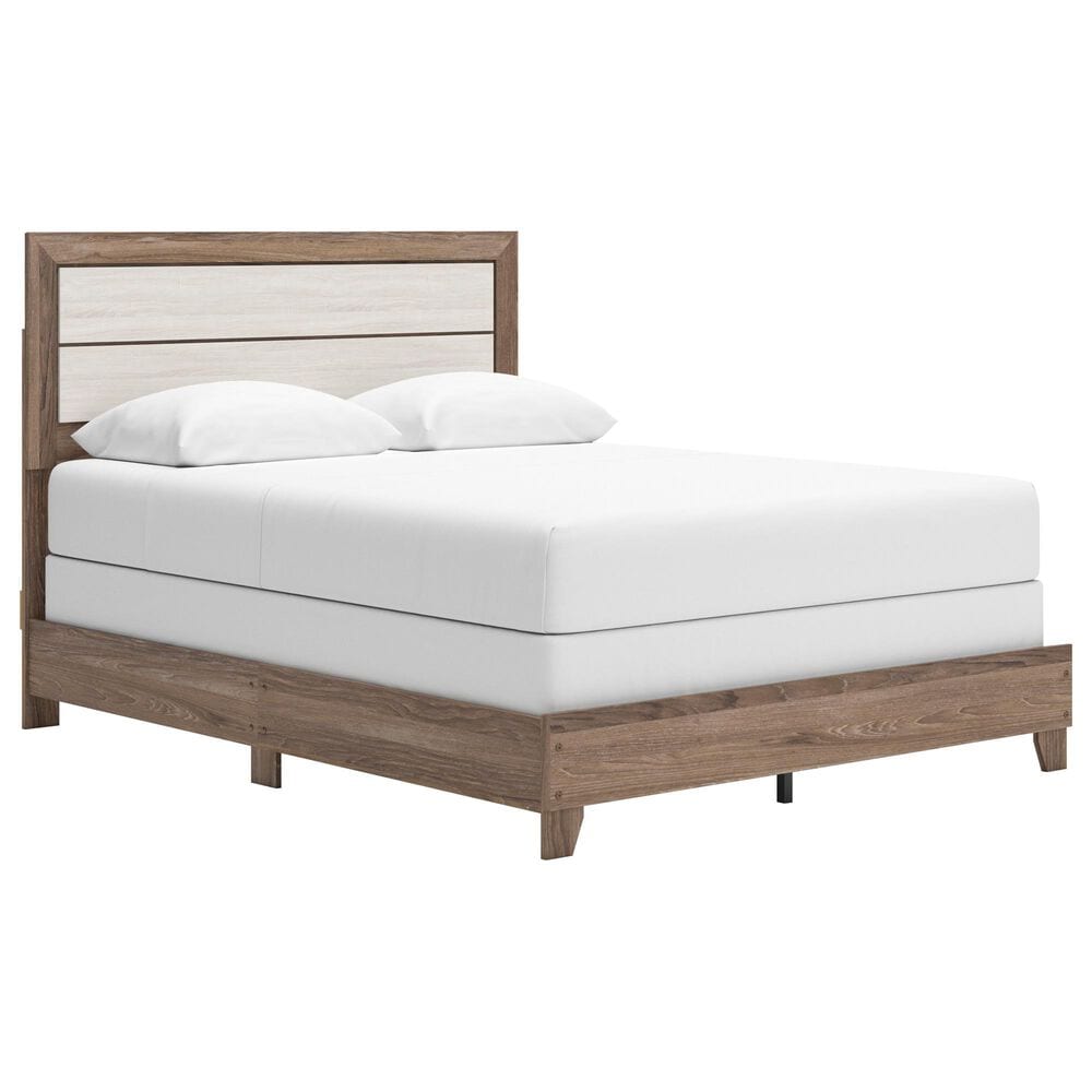 Ashley Sharnari Queen Panel Bed in Warm Gray, Brown and Antique White, , large