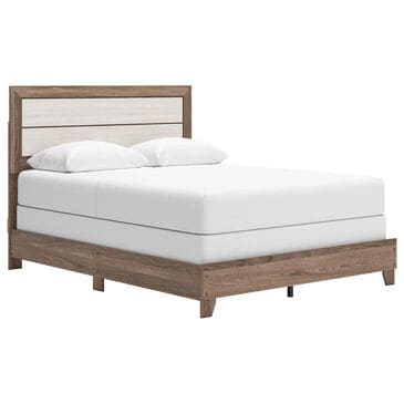 Ashley Sharnari Queen Panel Bed in Warm Gray, Brown and Antique White, , large