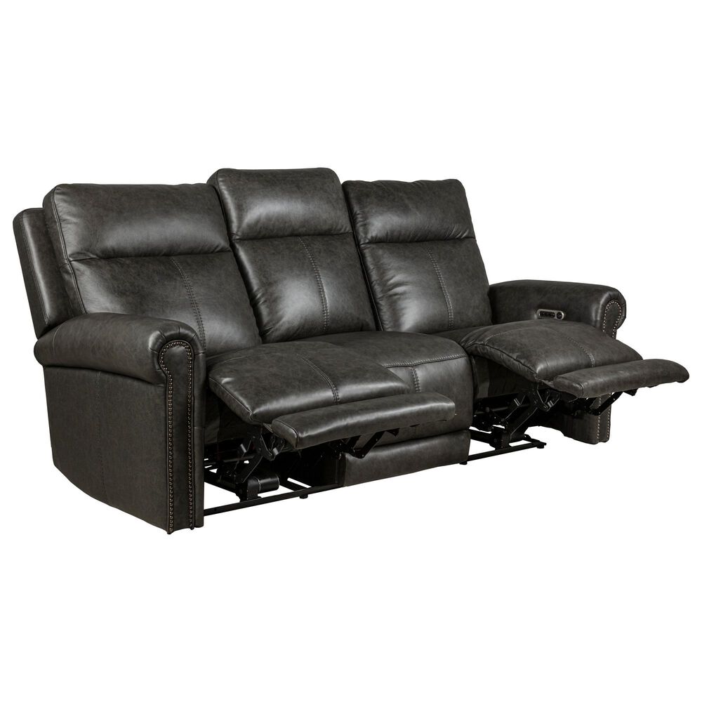Flexsteel Alexander Power Reclining Sofa with Console Headrest and Lumbar in Weathered Stone, , large