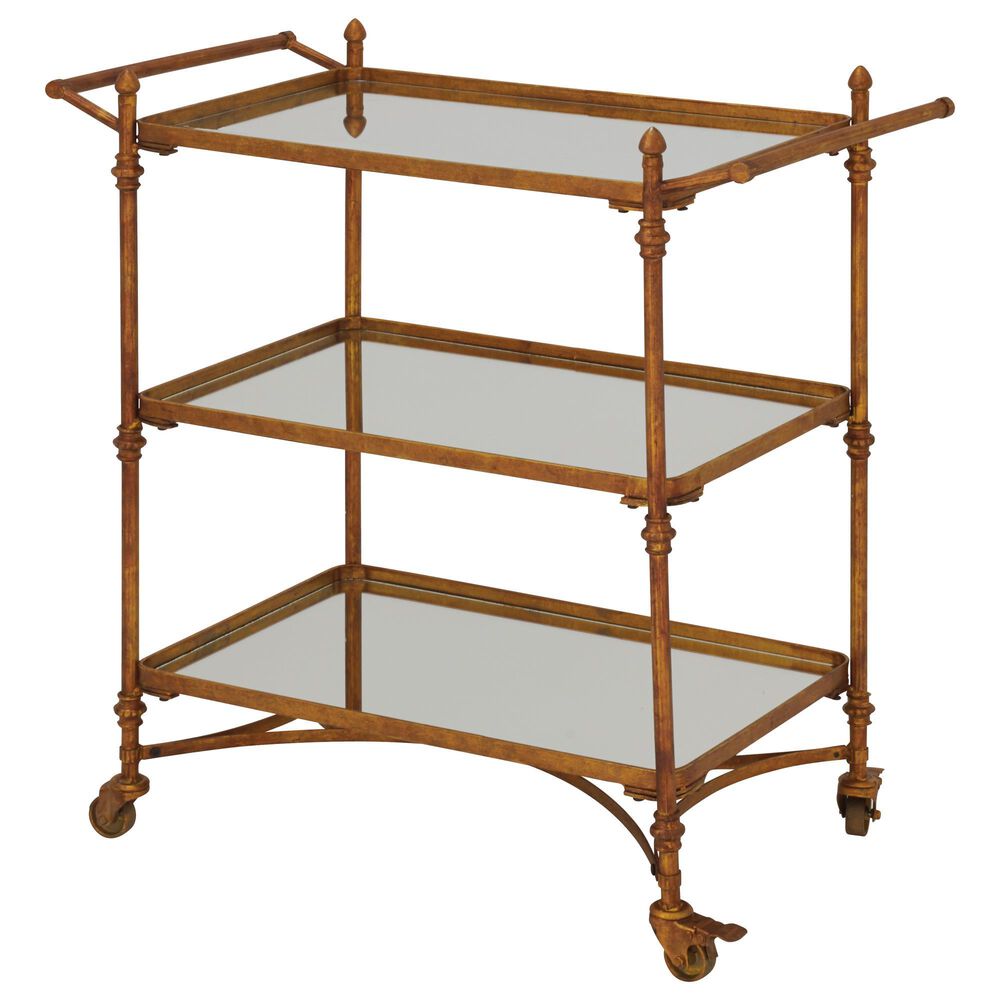 Maple and Jade 34" Bar Cart in Brass, , large