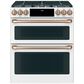 Cafe 30" Slide-IN Front Control Dual-Fuel Double Oven with Convection Range in Matte White with Brushed Bronze Handle, , large
