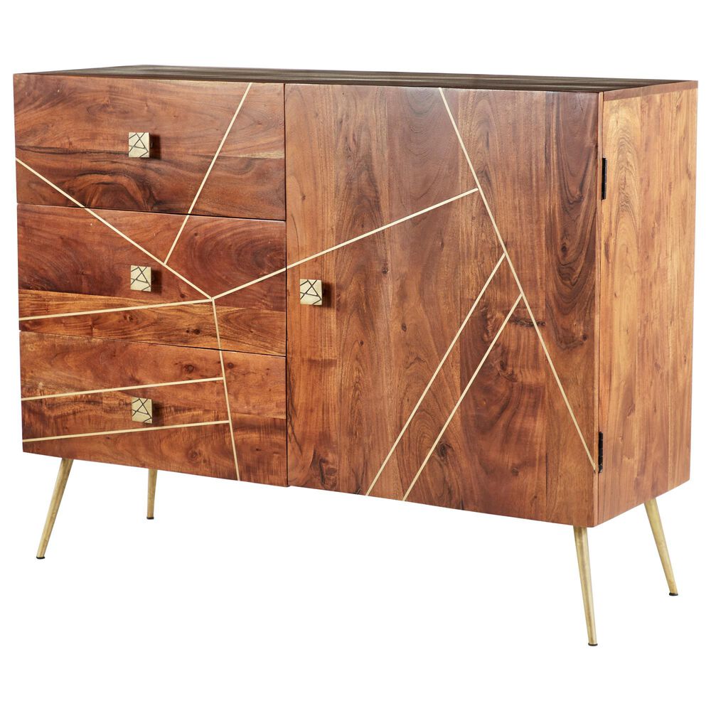 Maple and Jade Modern Metal Buffet Brown, , large