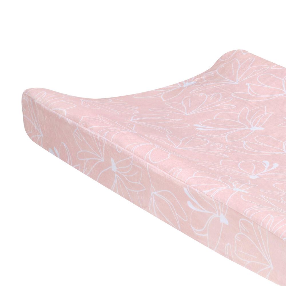 Lambs &amp; Ivy Petals Changing Pad Cover in Pink and White, , large