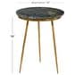 Maple and Jade Accent End Table with Metal Tripod Legs and Zig-Zag Detail in Matte Green and Satin Gold, , large