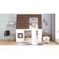 Hearth and Haven Twin over Twin House Bunk Bed with Roof in White and Brown, , large