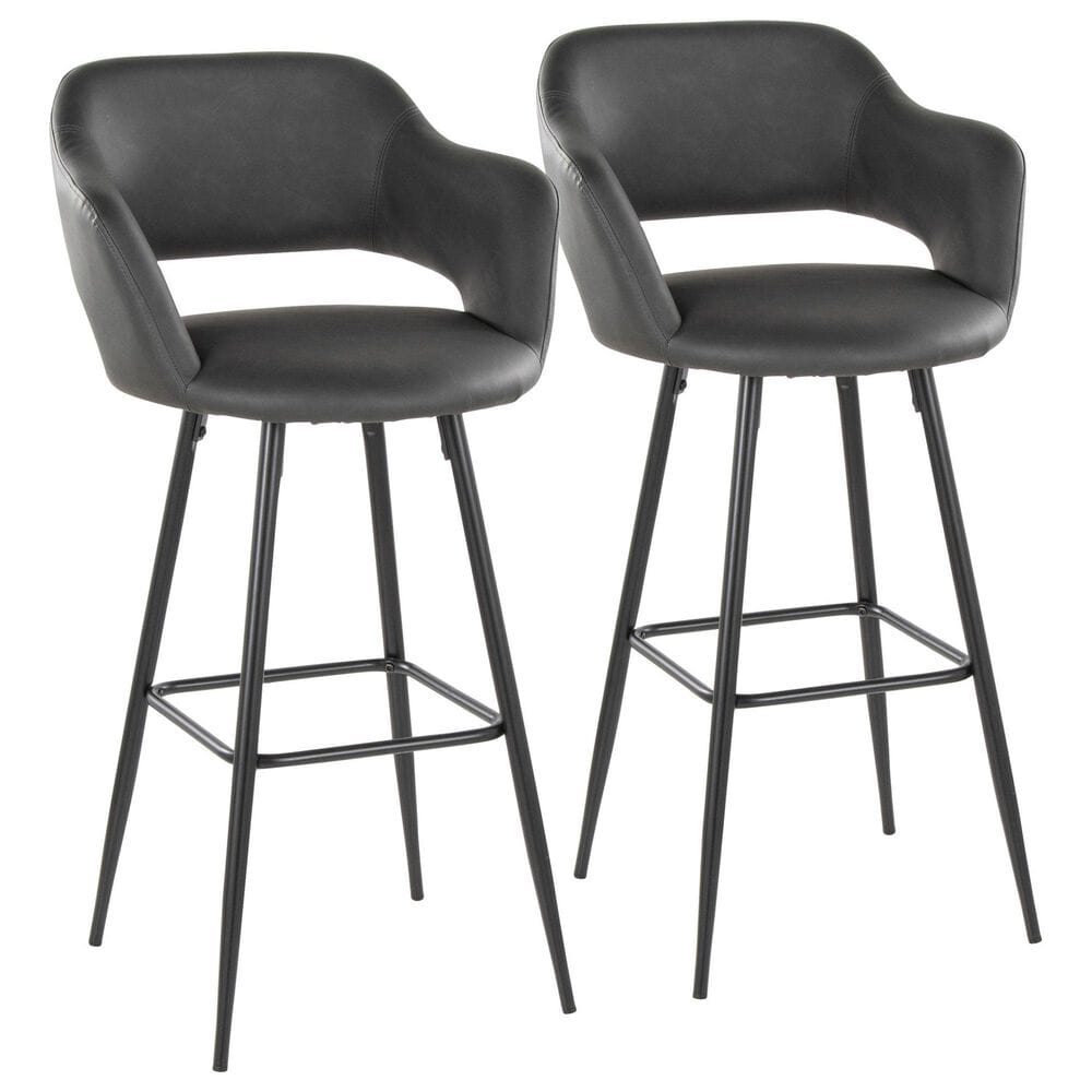 Lumisource Margarite Barstool with Grey Cushion in Black (Set of 2), , large
