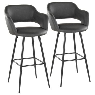 Lumisource Margarite Barstool with Grey Cushion in Black (Set of 2), , large