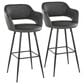 Lumisource Margarite Barstool with Grey Cushion in Black (Set of 2), , large