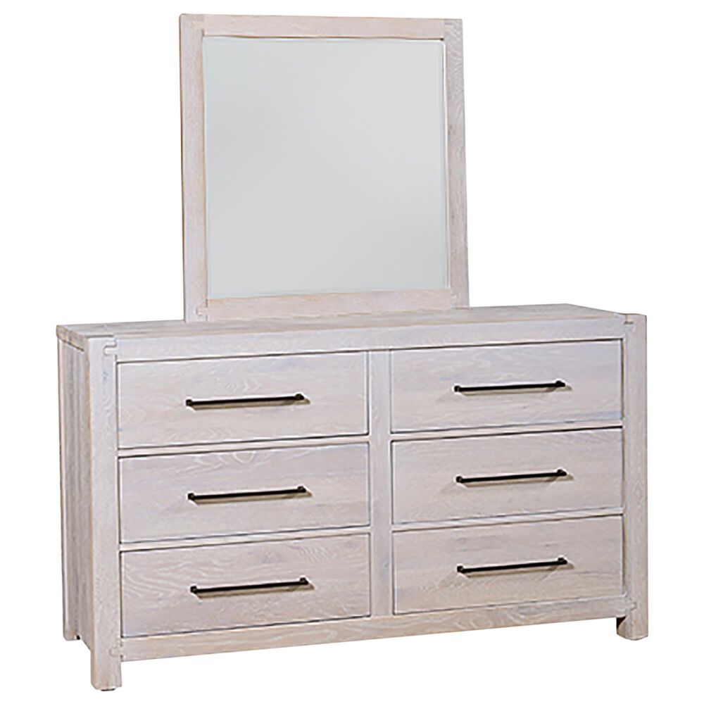 Viceray Collections Joinery 6-Drawer Dresser and Mirror in White Washed Oak, , large