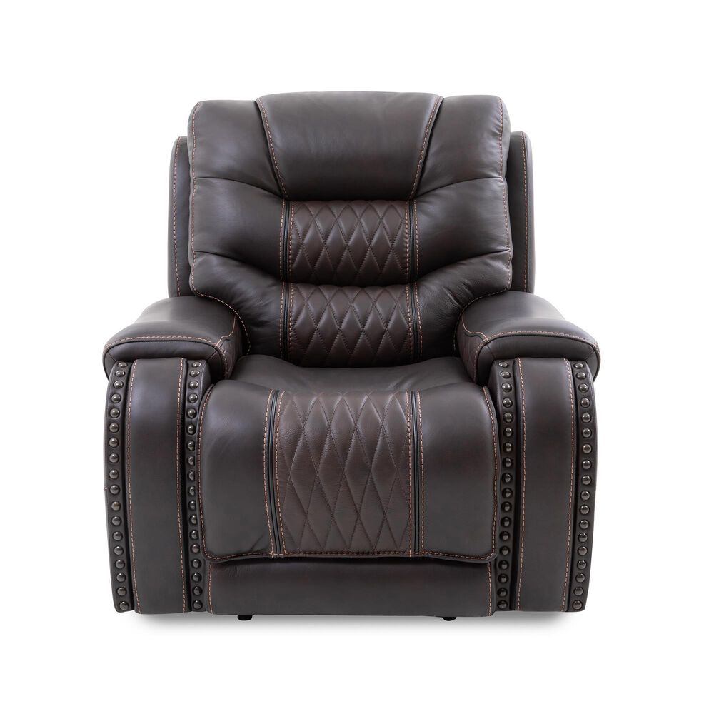 Oxford Furniture Power Recliner with Power Headrest in Santorini Cafe NFM