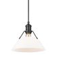 Golden Lighting Orwell 1-Light Medium Pendant with Opal Glass Shade in Matte Black, , large
