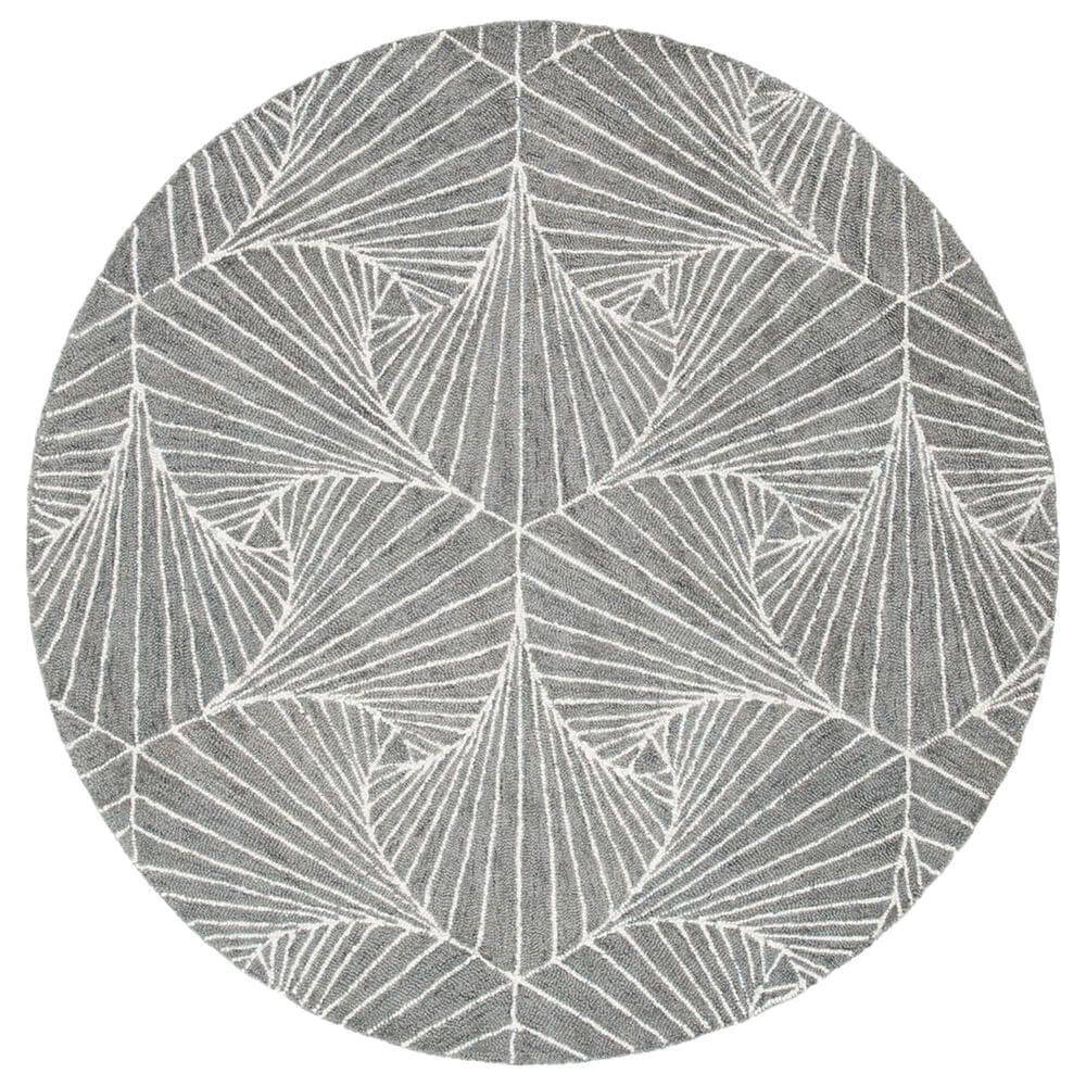 Safavieh Micro-Loop Geometric 5" Round Grey and Ivory Area Rug, , large