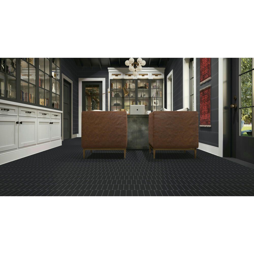Dal-Tile Artefino Element Charcoal 1.5" x 6" Capsule on 12" x 13" Porcelain Mosaic Sheet, , large