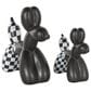 Maple and Jade 2-Piece Dog Balloon Decorative Sculpture Set with Checkered Accents in Matte Black and White, , large