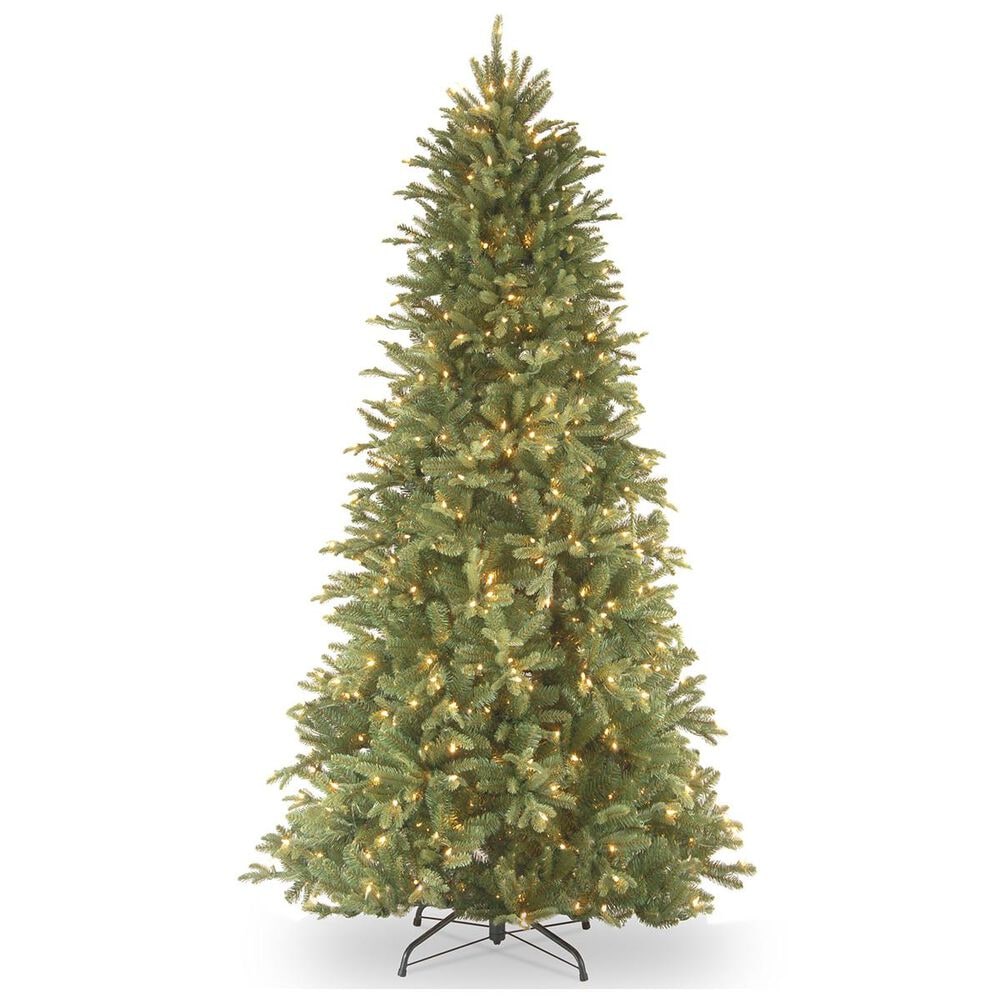 National Tree 7" Feel Real Tiffany Fir Slim Hinged Tree with 550 White Lights, , large