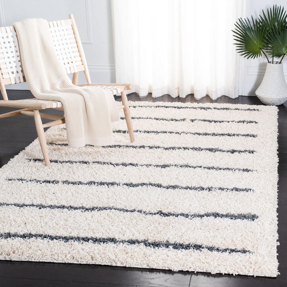 Safavieh Venus Shag VNS604B 6&#39; x 9&#39; Ivory and Dark Grey Area Rug, , large