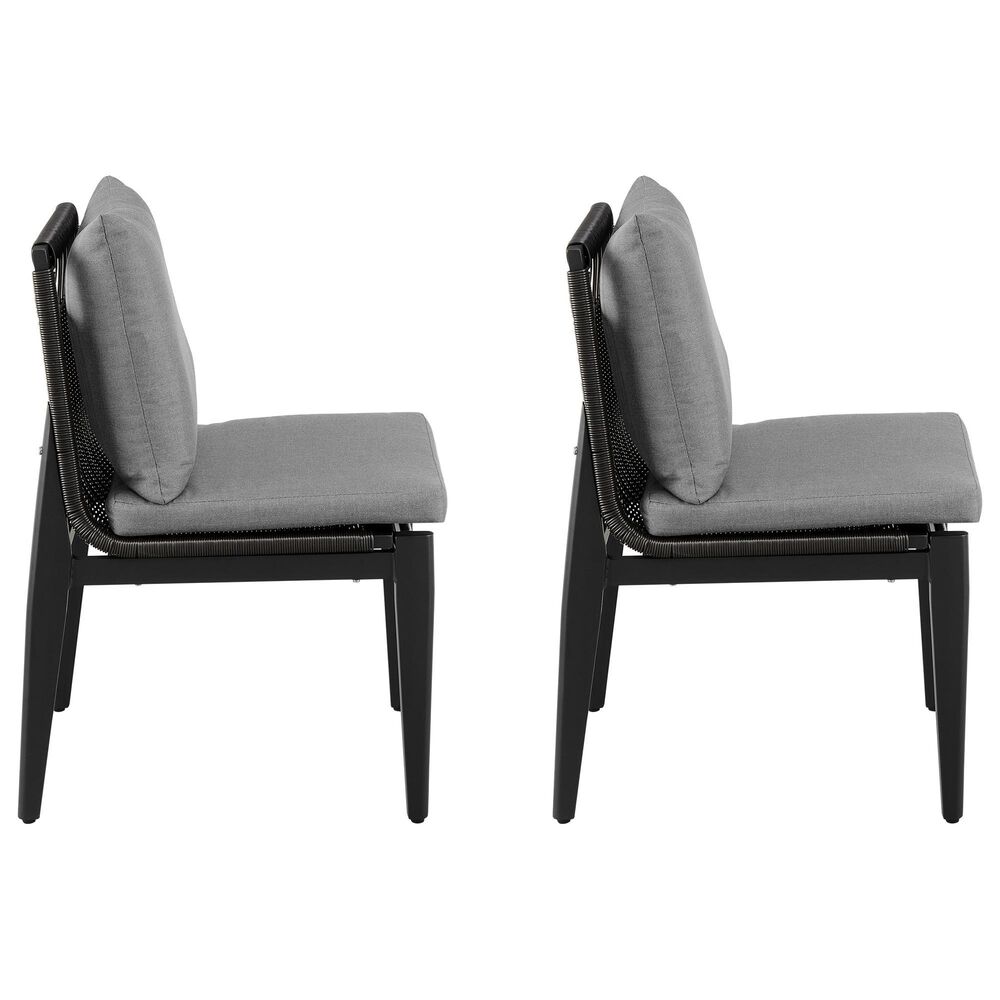 Blue River Cayman Outdoor Dining Side Chair with Dark Grey Cushion in Black (Set of 2), , large
