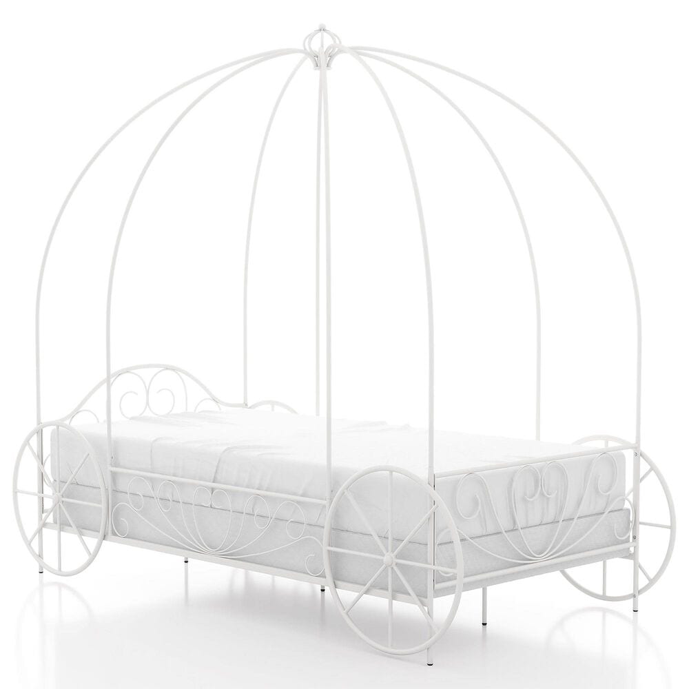 Furniture of America Carriage Twin Canopy Bed in White, , large