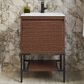 James Martin Mantova 23.6" Single Vanity in Mid-Century Walnut and Matte Black with 3 cm Glossy White Composite Stone Top and Rectangular Sink, , large
