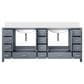 Lexora Home Jacques 84" Double Bathroom Vanity in Dark Grey with 2 cm White Cultured Marble Top and Rectangular Sinks, , large
