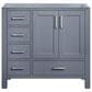 Lexora Home Jacques 36" Right Offset Single Bathroom Vanity in Dark Grey with 2 cm White Quartz Top and Rectangular Sink, , large