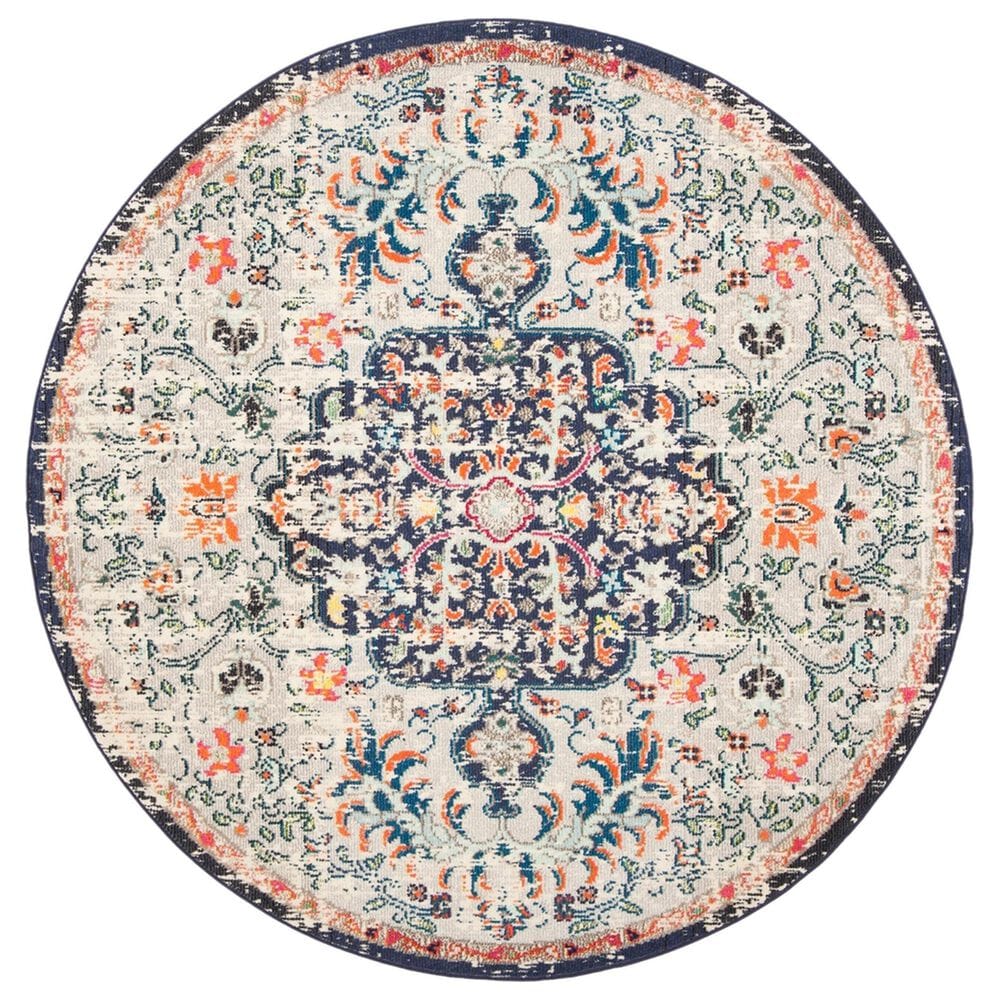 Safavieh Madison MAD447B 5" Round Beige and Black Area Rug, , large