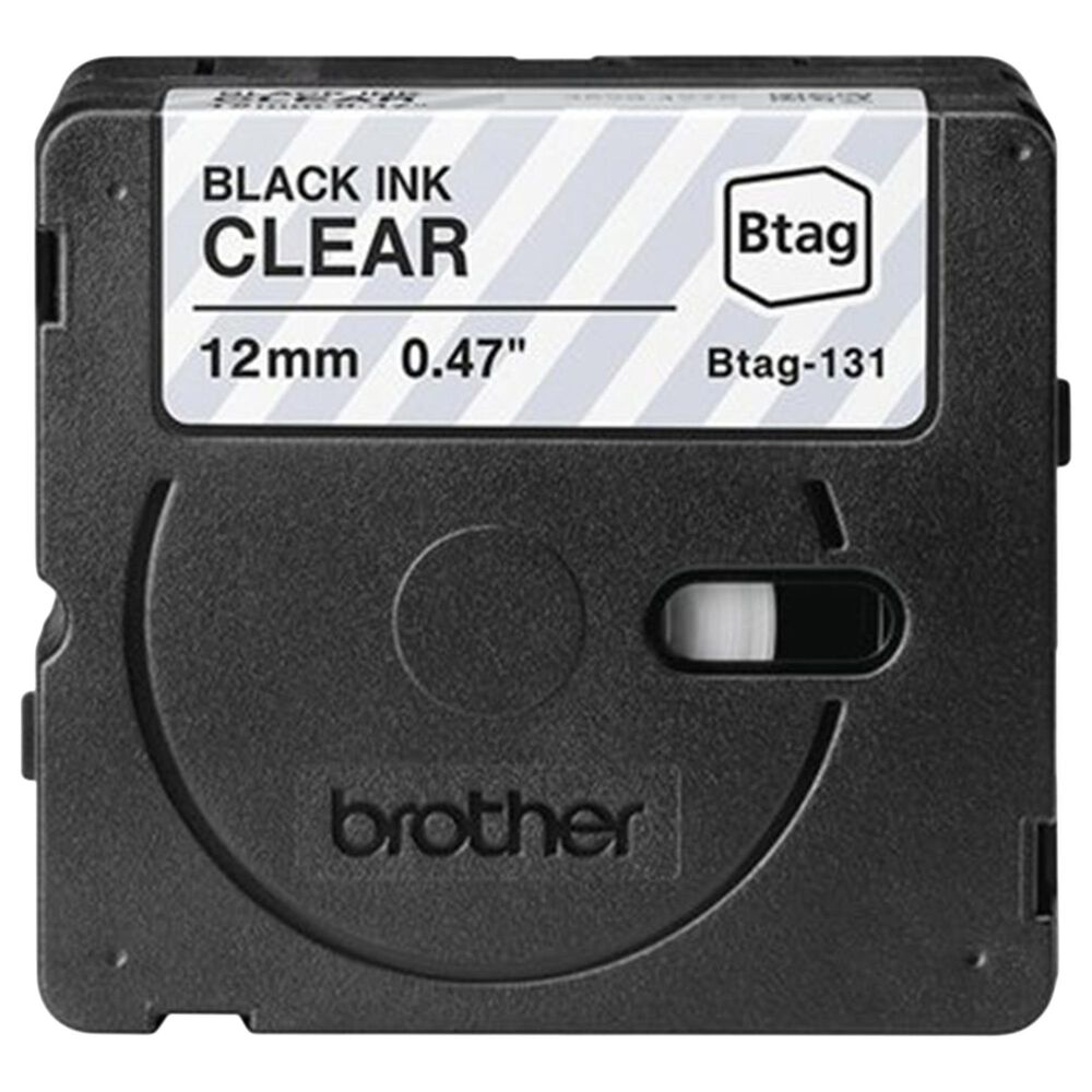 Brother 12mm x 4m P-touch Btag Black on Clear Label Tape, , large
