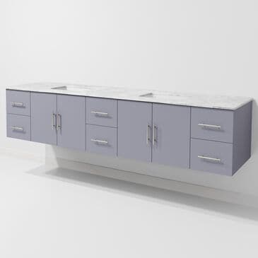 Lexora Home Geneva 84" Double Bathroom Vanity in Dark Grey with 2 cm White Carrara Marble Top and Rectangular Sinks, , large