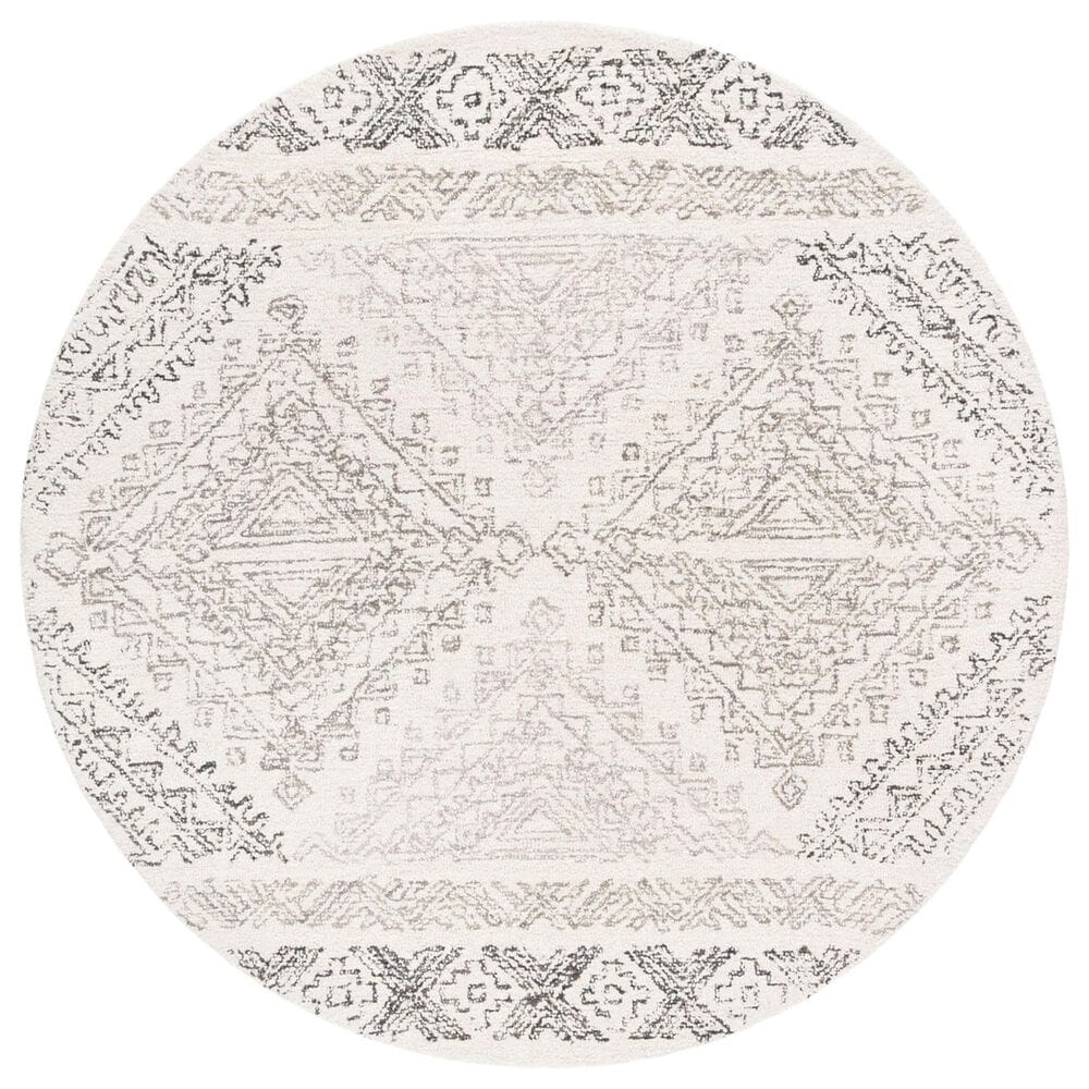 Safavieh Micro-Loop 5" Round Ivory and Light Brown Area Rug, , large
