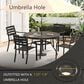 Hearth and Haven 5-Piece Outdoor Metal Dining Set with Stackable Chairs and Round Slatted Table in Black, , large