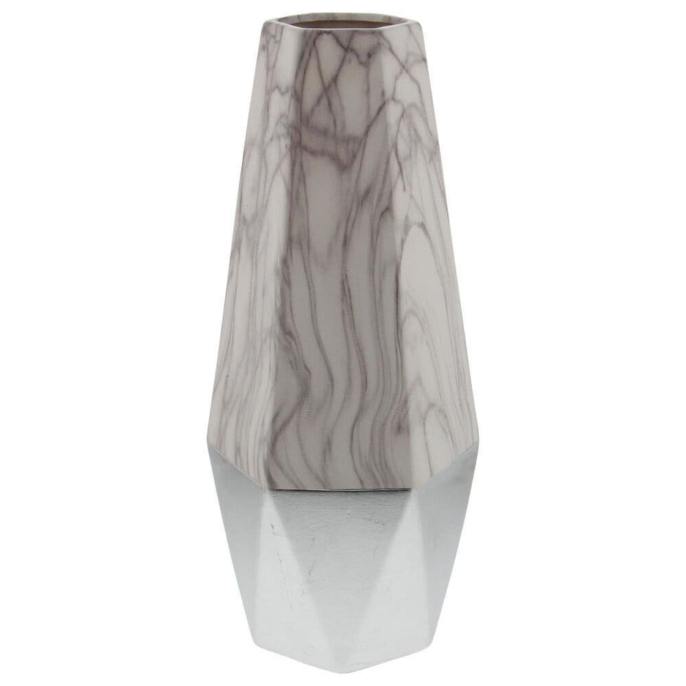 Maple and Jade Ceramic Vase in Grey Smokey, White and Silver, , large