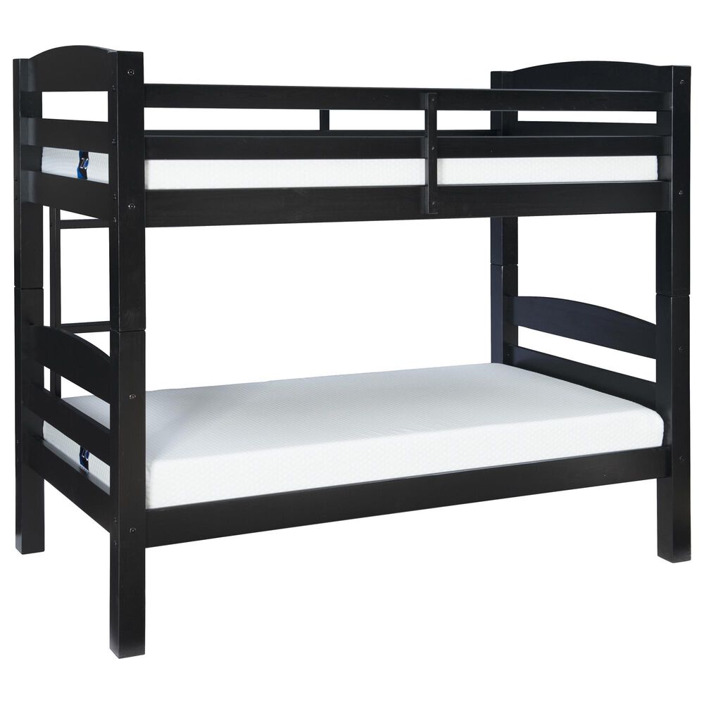 Linon Home Decor Levi Twin Over Twin Bunk Bed in Black, , large